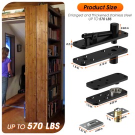 TheElves Door Hinges,Hidden Hinge for Secret Door,360 Degree Rotation Pivot Hinge for Hidden Door Bookcase and Interior Doors/Secret Door up to 570 Pounds