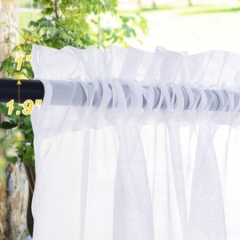 NICETOWN 2 Panels Patio Outdoor Curtains Voile Sheer Waterproof 96 inch Length, Pocket Top Light Filtering Indoor Outdoor Sheer Panels for Cabana/Arbor, W54 x L96, White