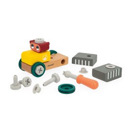Janod Brico'Kids J06458 Bear Car for Assembling Building Game Child 24 Building Elements + 1 Tool Role Play Promotes Hand Skill and Creativity from 24 Months, Multicoloured