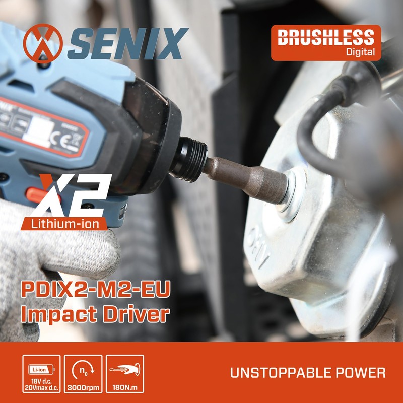 SENIX PDIX2-M2-0 20 Volt Max* X2 1/4-Inch Cordless Impact Driver,