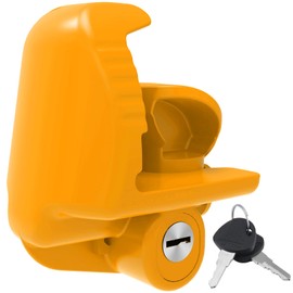ROMON Yellow Trailer Hitch Locks with Keys, Universal Size Fit 1-7/8", 2", and 2-5/16" Coupler, Adjustable Heavy Duty Steel Trailer Tongue Lock for Boat, Trailers and RV, Anti-Theft Hitches, 1 Pack
