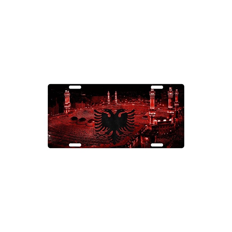 Albania Flag Custom License Plate Albanian Emblem (VERSION 4)