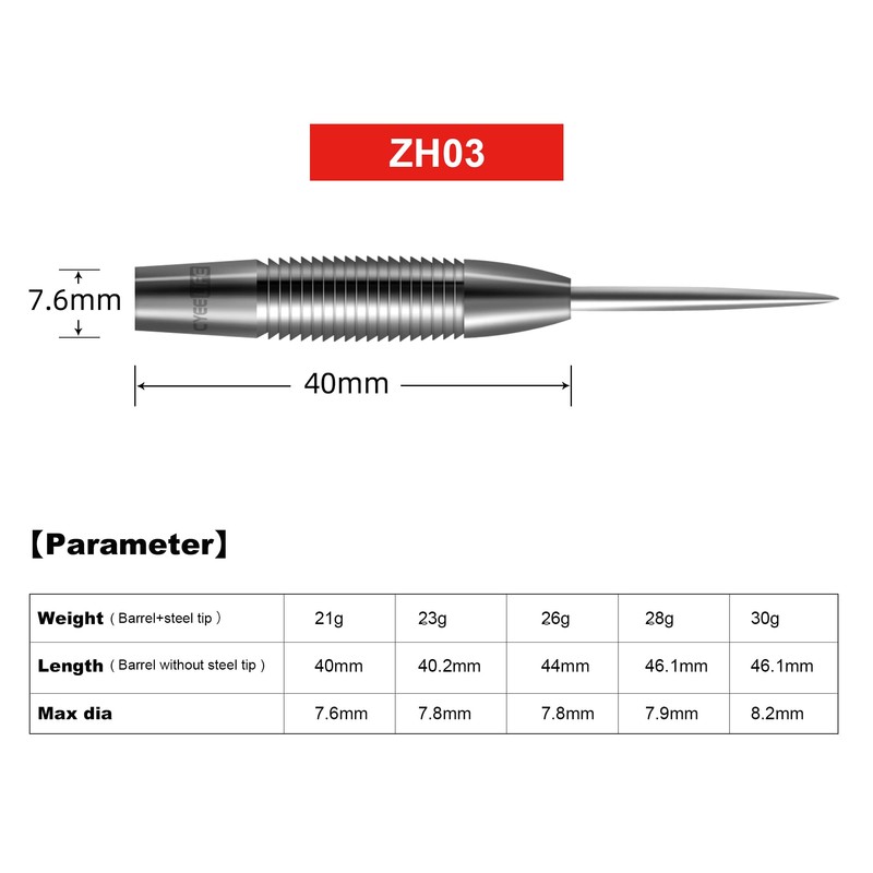 CyeeLife 26g Tungsten Steel Dart Barrels 90% 2BA