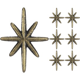 Otoolling 6 Set Unique Antique Gold Starburst Cast Iron Drawer Pulls & Cabinet Knobs, Star Knob, Unique Drawer Pull, Add Mid-Century Modern Charm to Your Decor with Elegant 8-pointed Star Burst Design