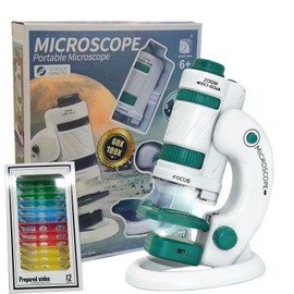 Kids Microscope Mini Labsters Portable Microscope Mini Microscope for Kids Miniscope Kids Pocket Microscope 60-180x -White&Green