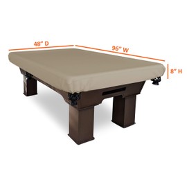 Covers & All Pool Table Cover, Made of 12 Oz Cover Max, Waterproof, Ideal for Moderate Weather (96" W x 48" D x 8" H, Beige)