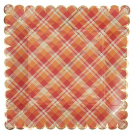 C.R. Gibson TW12-25237 Harvest Plaid Disposable Thanksgiving Paper Dinner Plate Set for Parties, 10.5" Diameter, Multicolor, 8pcs