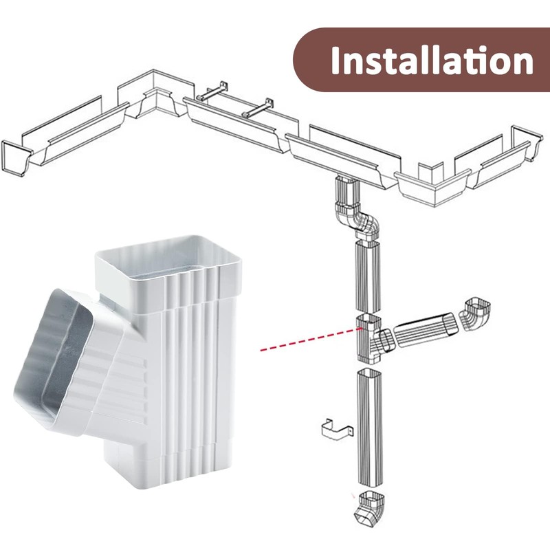 VYH Downspout Gutter for Y Connector 3X4,Square Downspout Diverter White