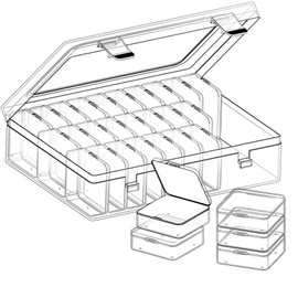 THYSSEN Bead Organizers,30Pcs Plastic Mini Clear Storage Cases with 1pcs Hinged Lid Rectangle Case,Bead Containers Transparent Boxes,for Jewelry Beading Crafts Screws Small Parts of Storage
