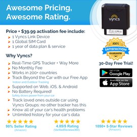 Vyncs Car GPS Tracker Vyncs No Monthly Fee 4G LTE Location OBD Real Time Trip Fuel