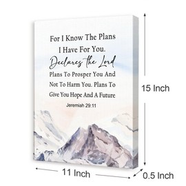 Jeremiah 29:11 For I Know The Plans I Have For You Wall Art,Christian Canvas Wall Art,Bible Verse Wall Decor,Scripture Religious Wall Decor for Christian Home Office