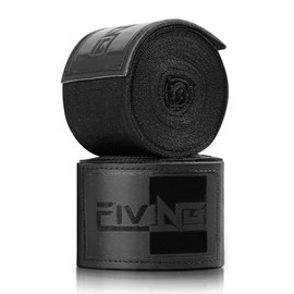 KUANG QUAN FIVING Premium Men and Women Boxing Bandages Men, 4 m Semi Elastic Bandage with Thumb Loop for Boxing, Mixed Martial Arts, Muay Thai and Other Martial Arts (Black, 4.5 m)