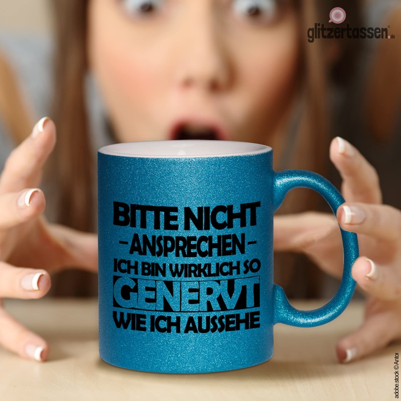 glitzertassen.de® | Bitte nicht ansprechen | Mug with Glitter |