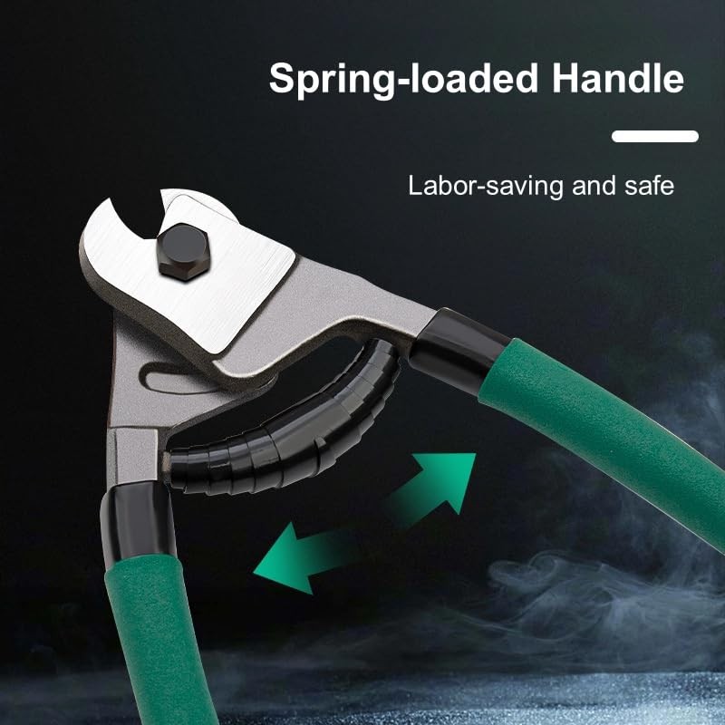 Professional Steel Wire Cutters, Heavy Duty, Black and Green Handle