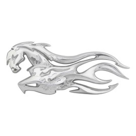 Grand General 90191 Chrome Plastic 'Flamed Horse' Mud Flap Cut-Out Accent