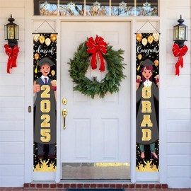 Lyreh Graduation Decorations 2025, 11.8x70.87 Inch Congrats Grad Door Banner Reusable Party Supplies Photography Sign Decor for Wall Door Home School Indoor Outdoor