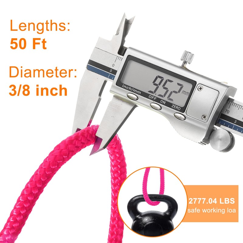 sourcing map Solid Braid Nylon Rope 3/8 Inch 50 Ft