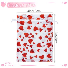 50 Valentine's Day gift Chiffon bag, 3x4 inch snow ribbon mesh jewelry Chiffon bag, Valentine's Day, wedding, anniversary