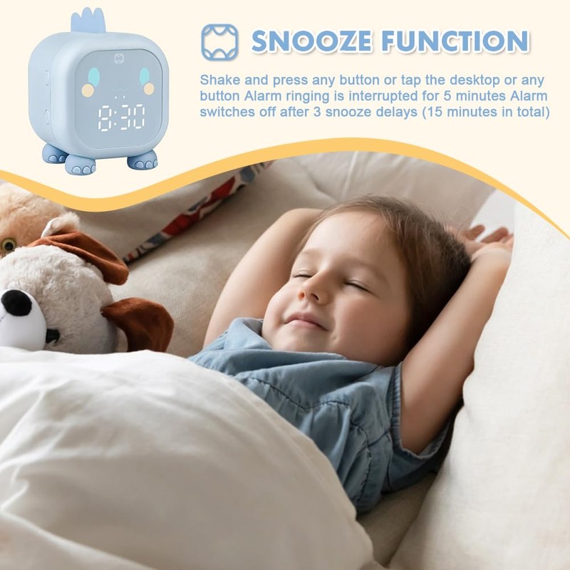yotutun Children's Light Alarm Clock, Dinosaur Children's Alarm Clock, Digital