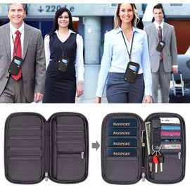 portafolios RFID para pasaporte familiar, impermeable, organizador de documentos de viaje, bolsa de embrague para tarjetas de crédito, para hombres y mujeres, negro, (Rfid Black), One_Size, Classic