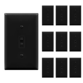 ENERLITES Toggle Light Wall Plate Bundle, Single Pole Electrical Switch, 15A 120-277V, Grounding Screw, Residential Grade, UL Listed, 88115-BKWP-10PCS, Black, 10 Pack