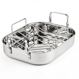 Cooks Standard 14-Inch by 12-Inch Stainless Steel Roaster with Rack, Rectangular