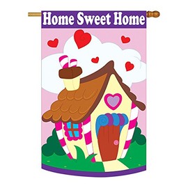 Two Group - Welcome Home Sweet Home Inspirational - Everyday Sweet Home Applique Decorative Vertical House Flag 28" x 44"