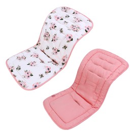 LAT Universal Pram Liner, Baby Pushchair Seat Liners, Cotton Double-Sided Use Baby Stroller Cushion Pad, Stroller Seat Pad for Toddler Infant 78x34cm (Flower+Pink)