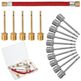 16 Pcs Air Pump Needle Stainless Steel Ball Pump Inflation Needle with 1 Pumps Adaptor Hose Dual-Port Inflation Needles Air Inflations Needles Inflate Pumps Pins for Basketball Soccer Sports Ball