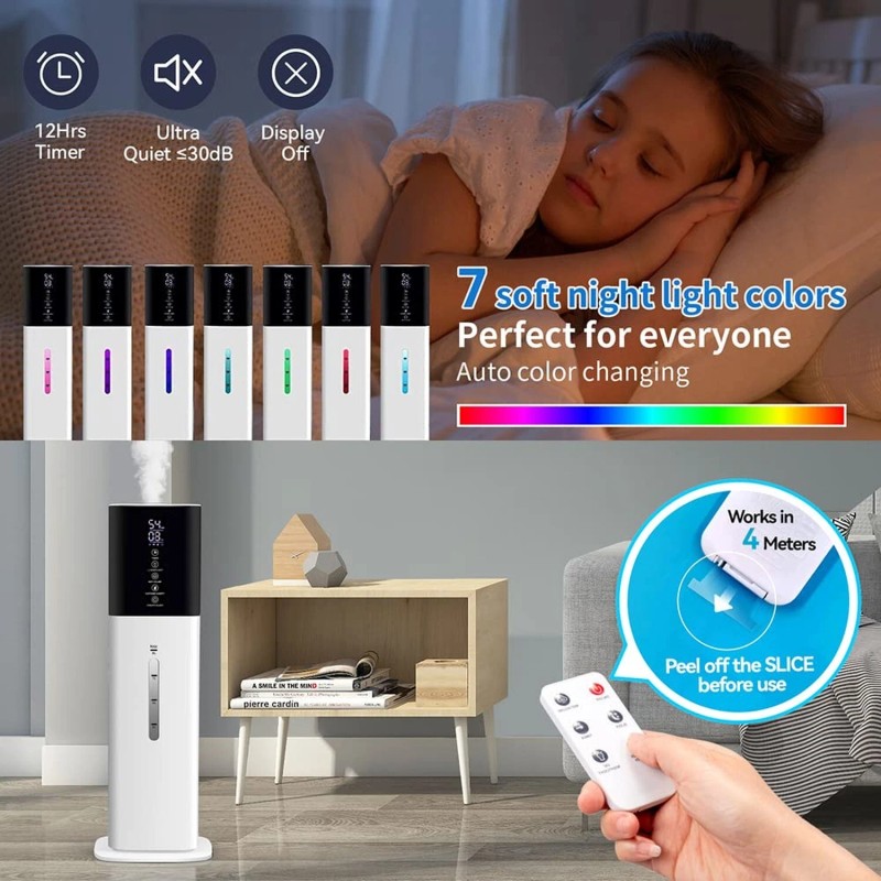 Honovos Humidifiers Large Room Bedroom with 7 Colors Light,Honovos 8L