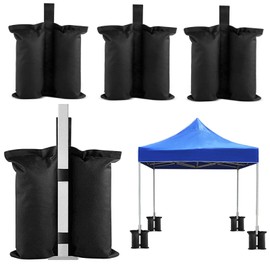 Gazebo Weights Sand Bags, 4Pack Tent Sandbags Industrial Grade, 600D Heavy Duty Sand Weight Bags, Tent Sandbags, Parasol Weights Bag for Any Pop Up Tents Canopy Outdoor Patio(45.5x45cm, Black)