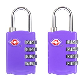 Candado para maleta Morado aprobado por la TSA (2 piezas) / Set de dos candados para viajar/ crea tu propia combinación, perfecto para lockers del gimnasio, escuelas, maletines, equipaje, caja de herramientas y más!