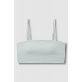 JAJU Women's Cotton Modal Tube Crop Bra_Mint Grey