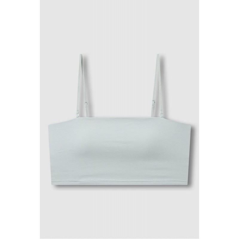 JAJU Women's Cotton Modal Tube Crop Bra_Mint Grey
