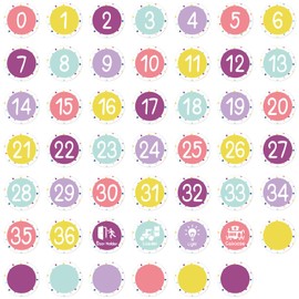 JarThenaAMCS 48Pcs Pink Purple Number Stickers 4" Mini Dot Number Spot Marker Decals Large Classroom Labels Accents Cutouts for Back to School Kindergarten Elementary Preschool Floor Party Decor