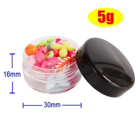 Wopanxye 50pack 5g Empty Sample Jars, 5ml Small Cosmetic Container for Makeup Eyeshadow Nails Oils Lip Balm Scrubs Jewelry Cream, 5 Gram Plastic Clear Pot with Multi-color Lid, Free Dispense Spatulas