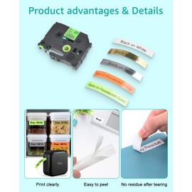 Nineleaf 5 x Compatible Brother P Touch Tapes 12 mm 0.47 TZe-231 TZe-831 TZe-931 TZe-B31 TZe-D31 TZe TZ Tapes for P-touch Label Tape for PT-H105 PT-H110 H107 H100LB/R 1000 D200 D40 0 Cube