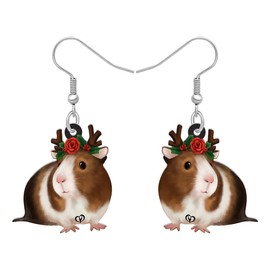 NEWEI Acrylic Guinea Pig Hamster Earrings Dangle Drop Cute Animal Jewelry For Women Charm Gift (Christmas)