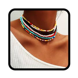 Handcess Boho Pearl Necklace, Colorful Multilayer Beach Pearl Necklace for Women, One Size, Beads, No Gemstone, Unit size, Pearl, No Gemstone