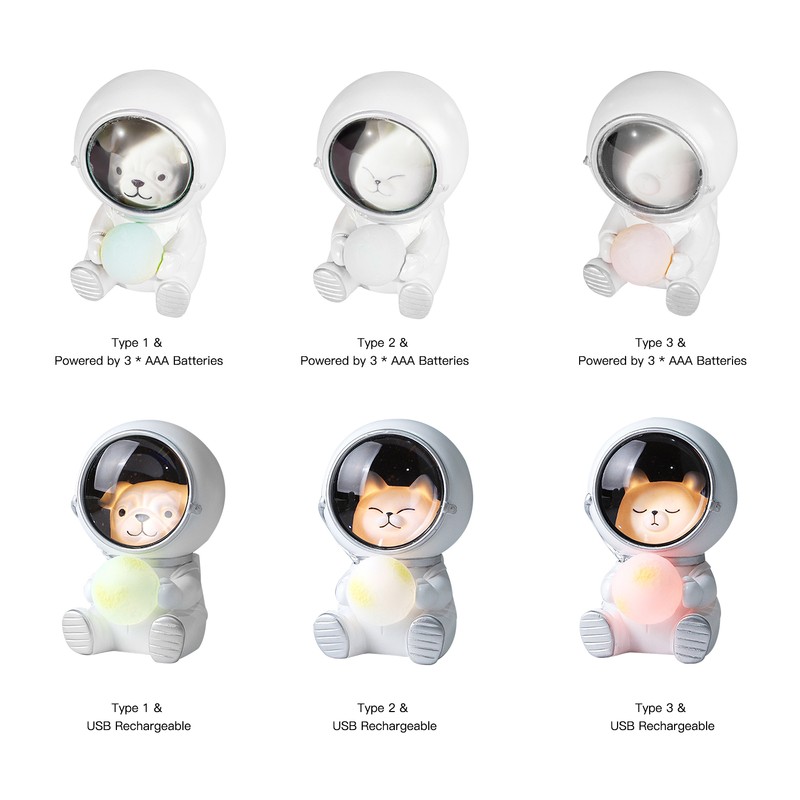 Lovely Cartoon Night Light Children Bedroom Cute Pet Astronaut Nightstand