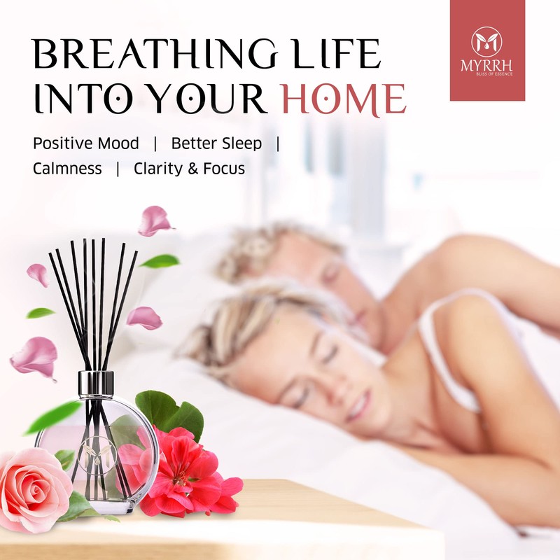 English Roses Scented Reed Diffuser Set with 8 Rattan Diffuser