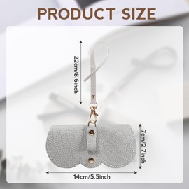 3Pcs Slim Glasses Case For Women - Soft PU Leather Sunglasses Case - Lightweight Travel Portable Glass Case - Glasses Pouch Zipper Spectacle Cases With Clip - Eyeglass Case With Lanyard Sunglasses