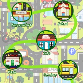 Kids Carpet Playmat Rug - Car Carpet for Kids 2.5x4 Feet, Educational Play Mat Town Traffic Road Map Rug City Life Car Mat for Kids Toy for Bedroom Classroom Nursery Room