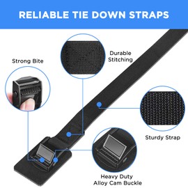 Tie Down Straps, 2.5 m Lashing Straps with Premium Clamping Lock and Padding, Extremely Robust, EN12195-2 Standard, 500 kg Load Capacity, Mounting Strap for Bicycle, Motorcycle, Car, Camping, 2.5 cm x