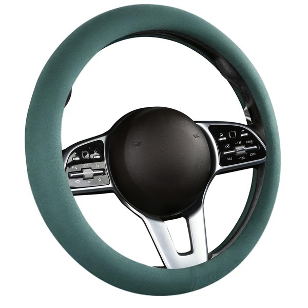 SthExtra Suede Steering Wheel Cover with Upgraded Silicone Inner Ring,