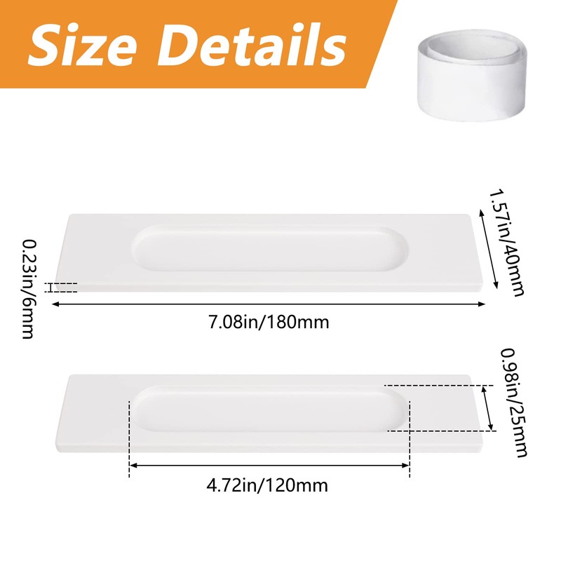 MOROBOR 18CM Self-Stick Rectangual Sliding Door Pulls, 2pcs Warm White