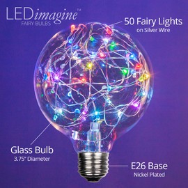 LEDimagine Fairy String Light Bulb, LED Globe Light Pendant, RGB Multicolor Color Changing, G95 Globe Light Bulb, E26 Base