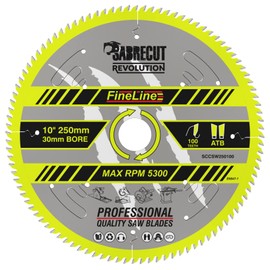 1 x SCCSW250100 SabreCut 250mm 100T x 30mm Bore Fineline Thin Kerf Wood Plywood MDF Chipboard Cross Cutting and Rip Cutting Circular Saw Blade