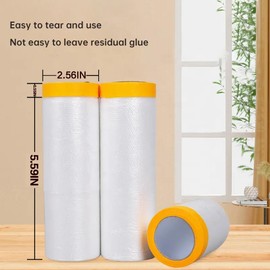 UPUPMOON Pre-Adhesive Masking Film - 55inx65ft Rolls of Painted Paper, Plastic Painting Film for Automotive Painting Overlay (Masking Film: 4 Rolls)