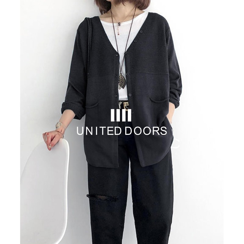 Doors Women's Knit Cardigan Short, Casual, V-Neck, Overlay, Layered, Autumn,